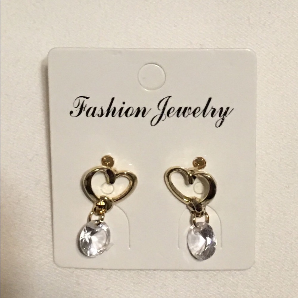 Fashion stud zirconium heart earrings